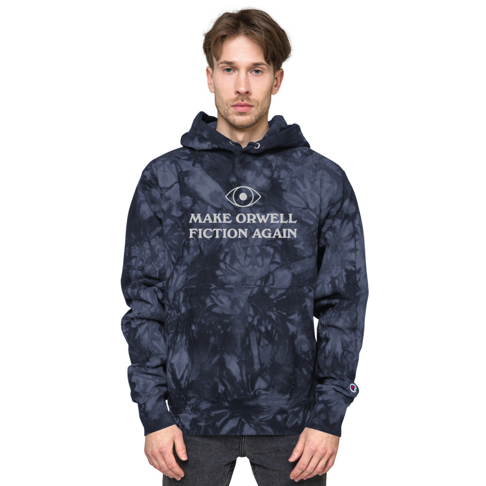 Make Orwell Fiction Again Unisex Embroidered Champion tie-dye hoodie