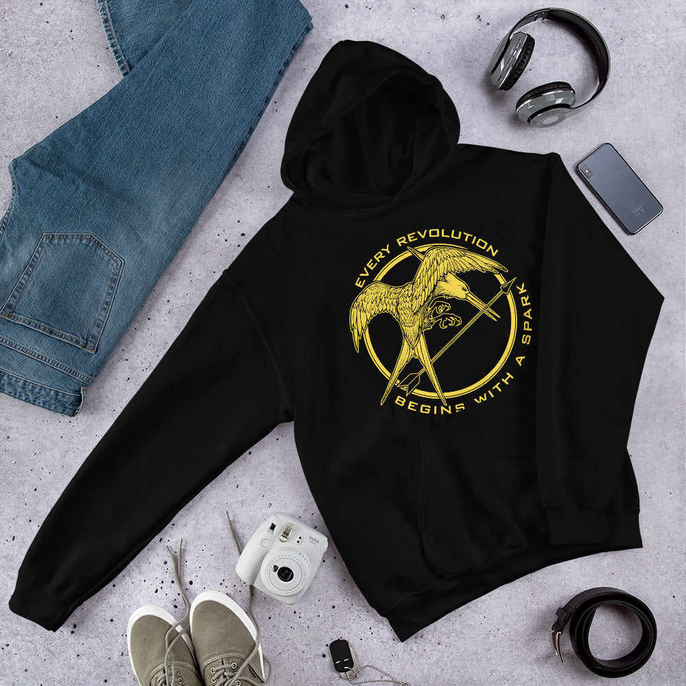 Mockingjay Every Revolution Begins With A Spark Unisex Hoodie