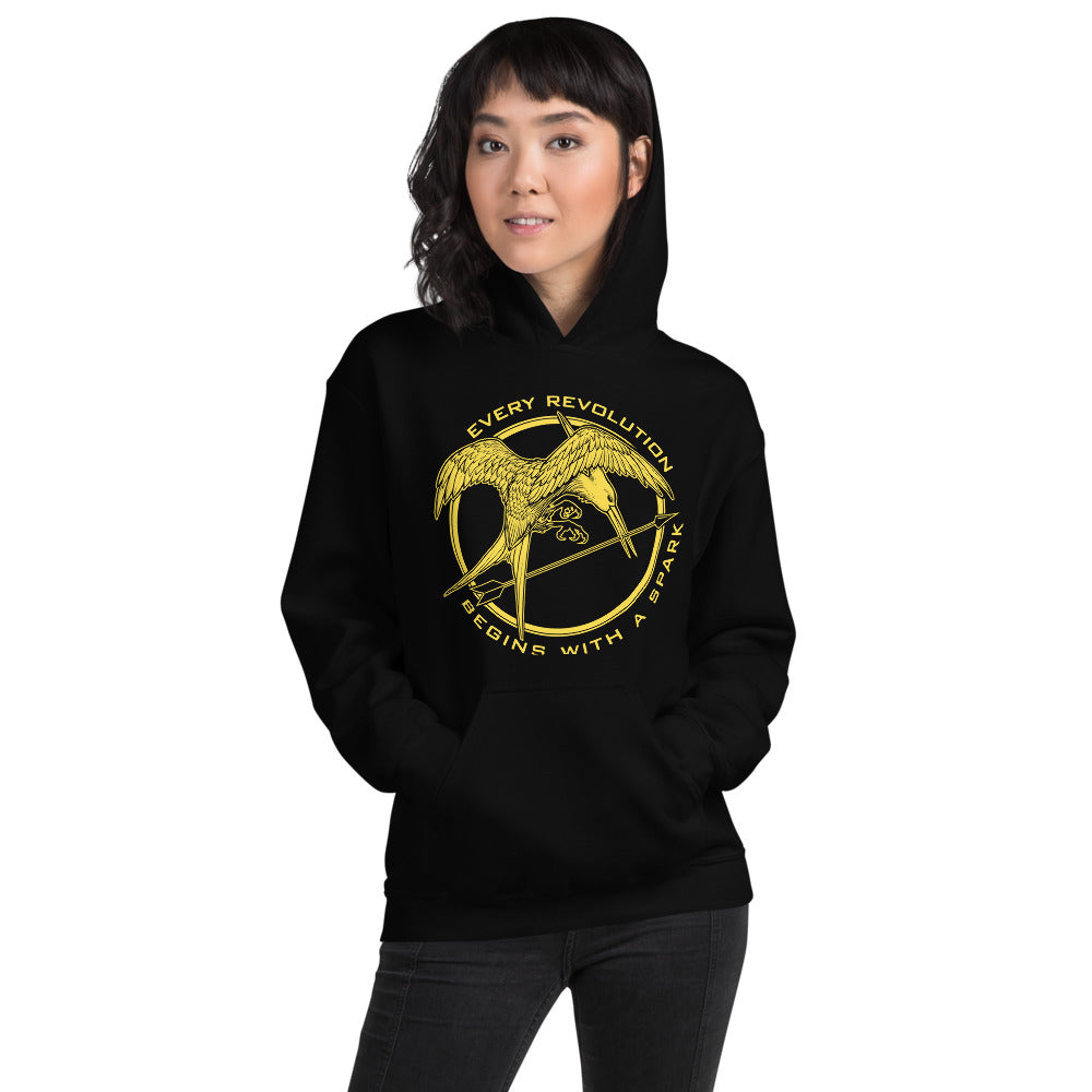 Mockingjay Every Revolution Begins With A Spark Unisex Hoodie