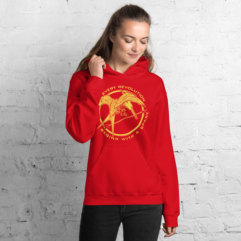 Mockingjay Every Revolution Begins With A Spark Unisex Hoodie