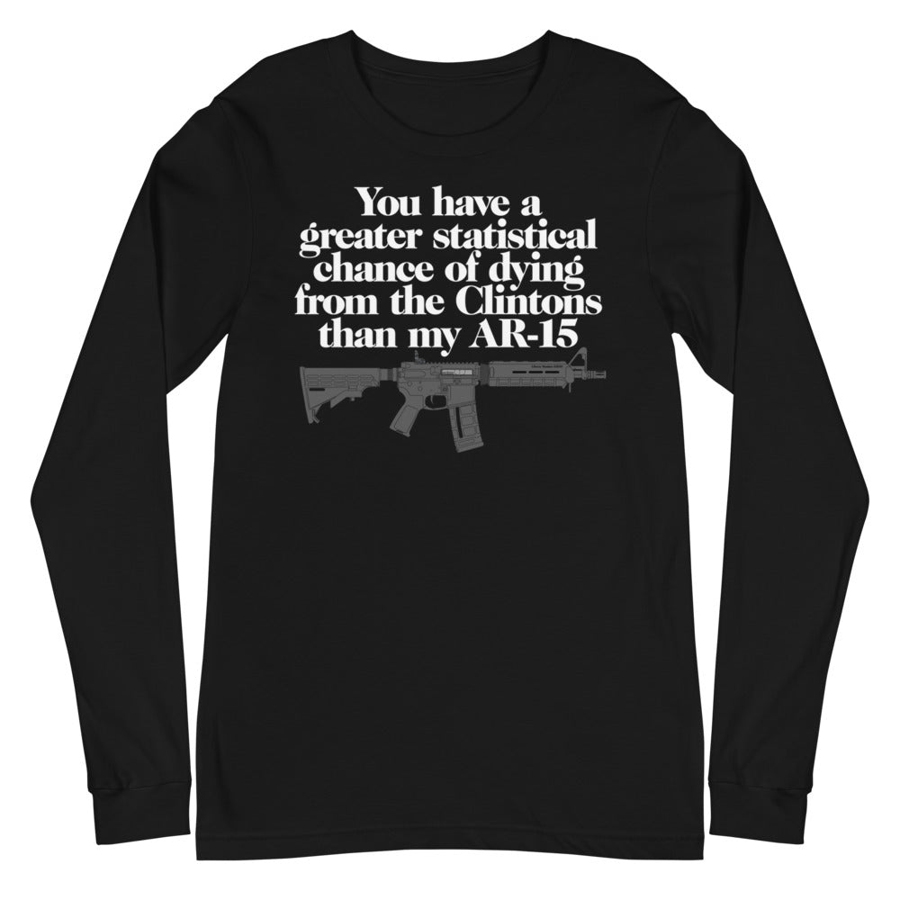 You Have A Greater Statistical Chance of Dying from the Clintons than my AR-15 Unisex Long Sleeve Tee