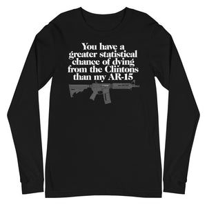 You Have A Greater Statistical Chance of Dying from the Clintons than my AR-15 Unisex Long Sleeve Tee