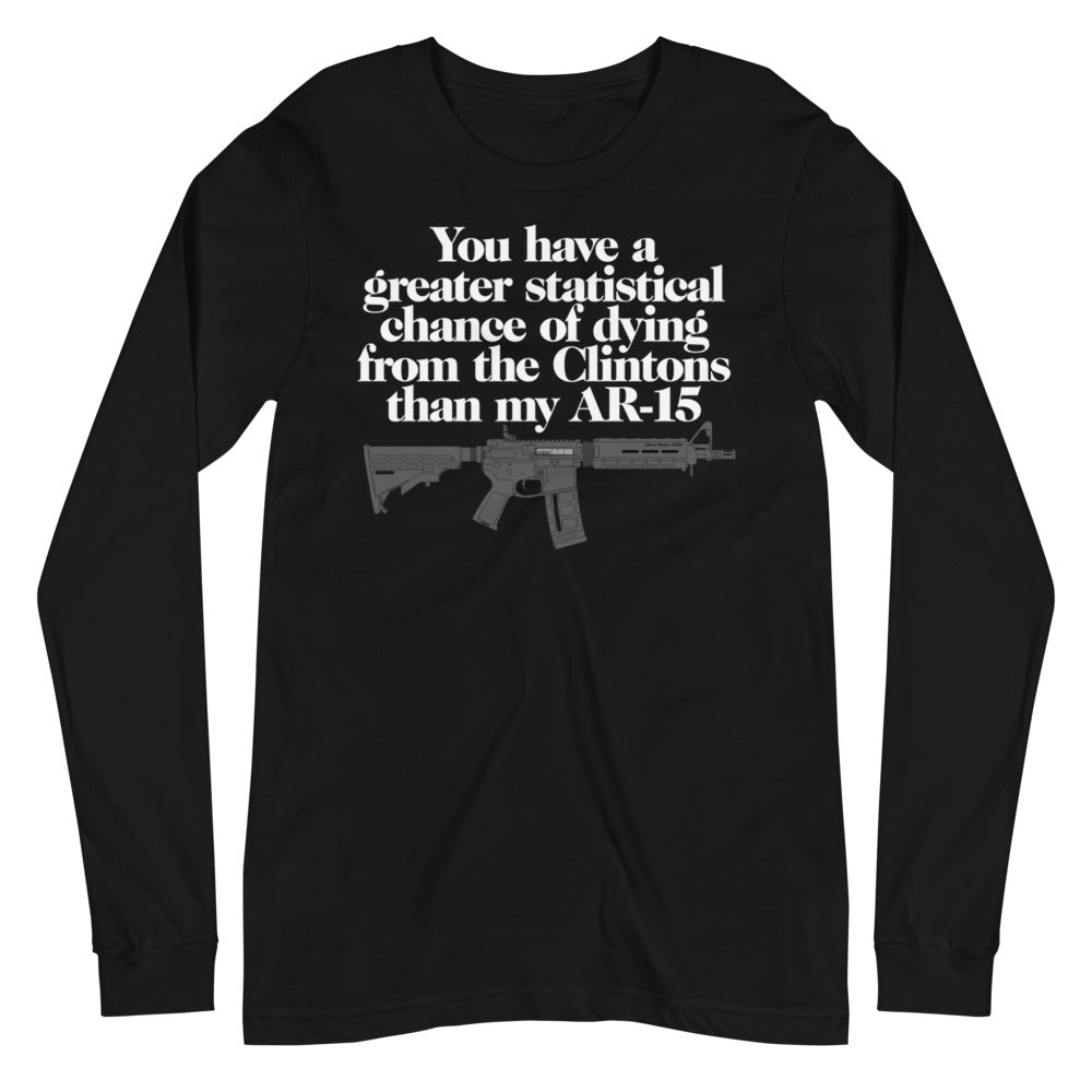 You Have A Greater Statistical Chance of Dying from the Clintons than my AR-15 Unisex Long Sleeve Tee