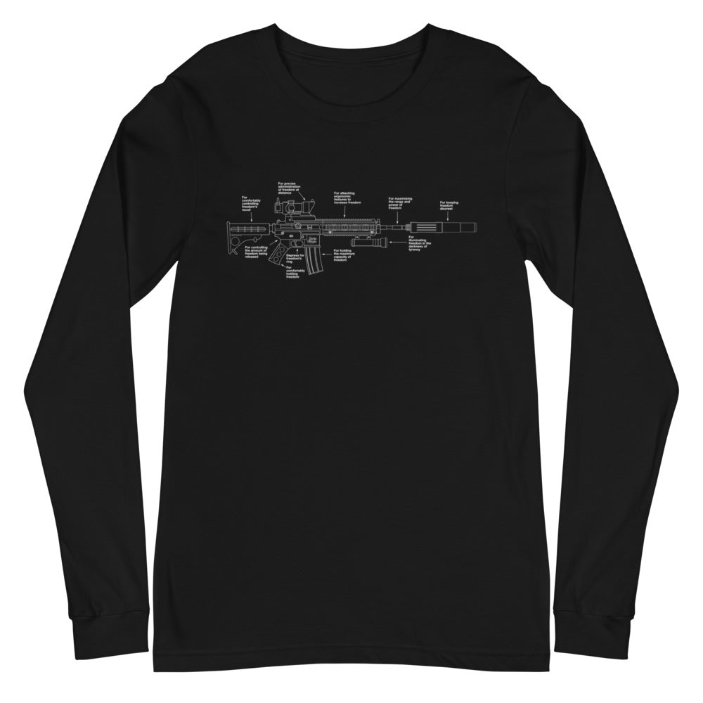 Parts of Freedom Carbine Schematic Long Sleeve T-Shirt
