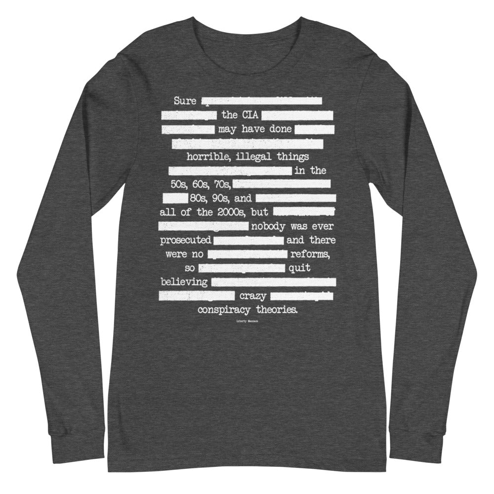 CIA Redacted Conspiracy Theories Unisex Long Sleeve Tee