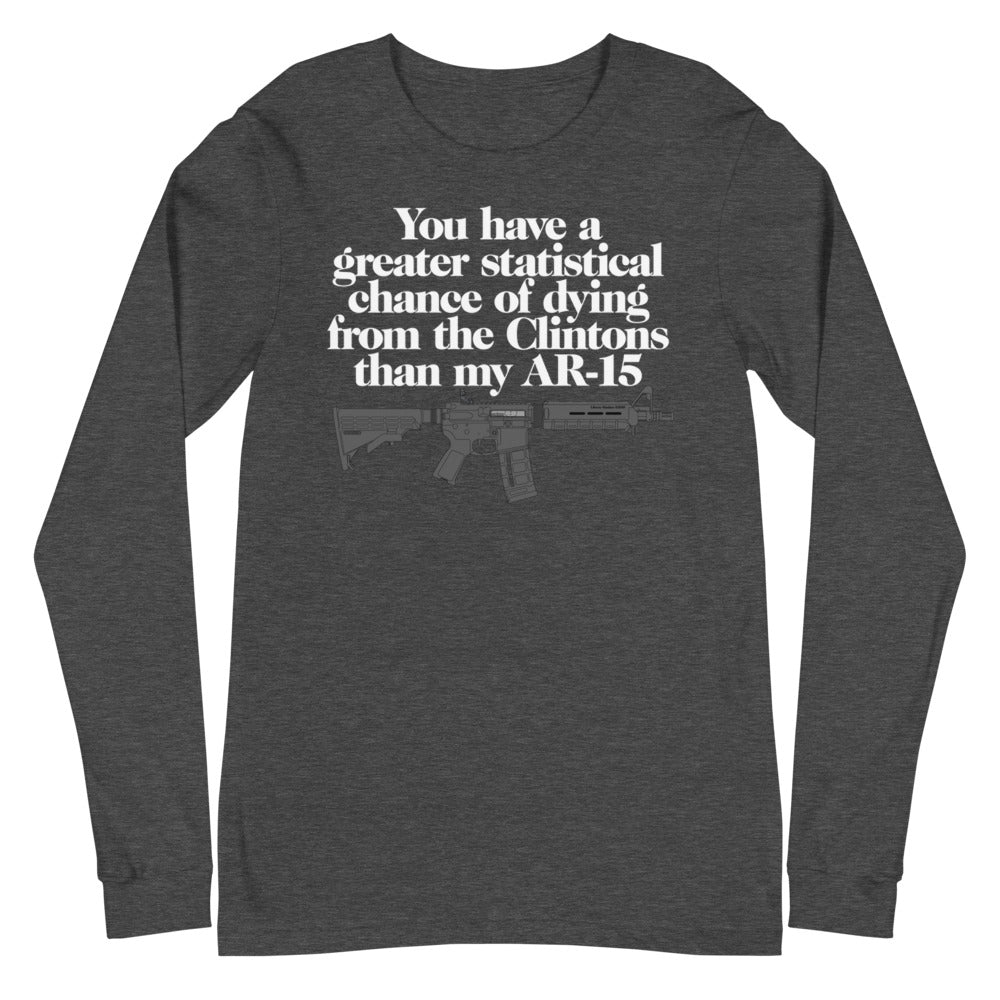 You Have A Greater Statistical Chance of Dying from the Clintons than my AR-15 Unisex Long Sleeve Tee