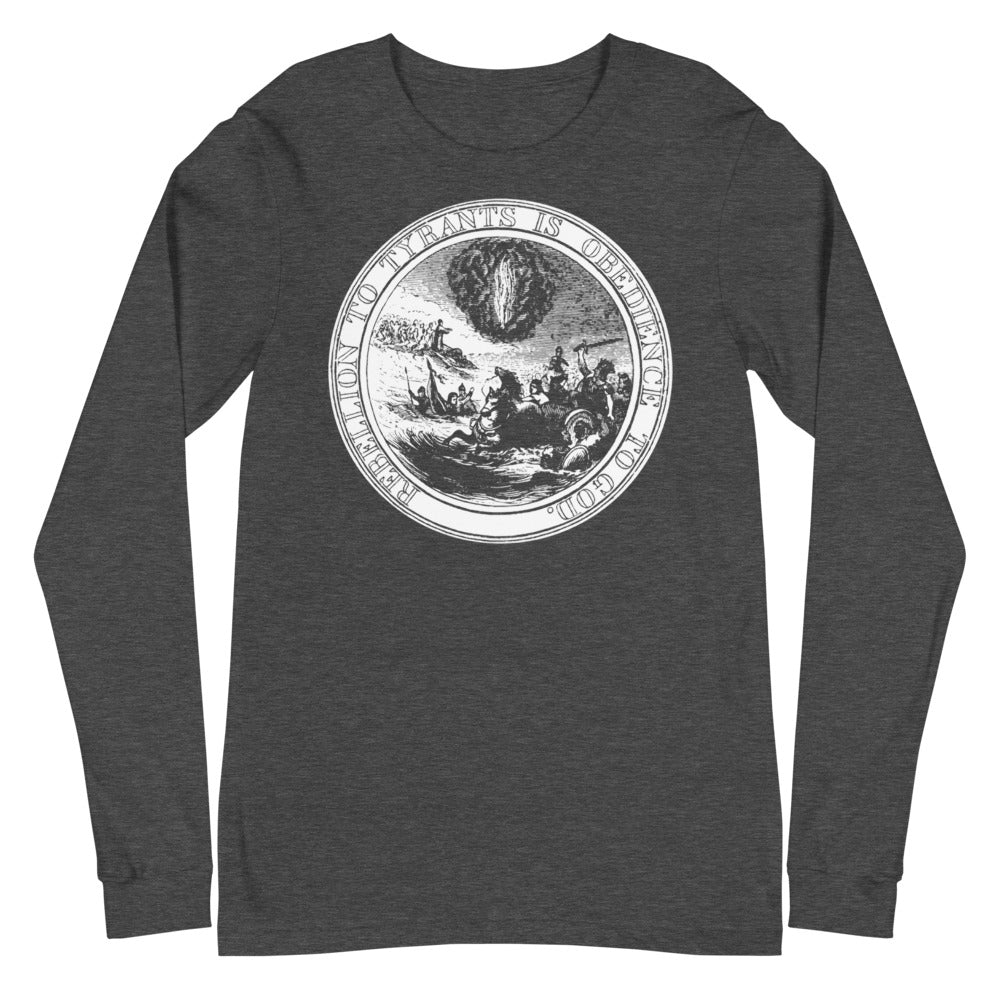 Rebellion to Tyrants is Obedience To God Franklin Motto Long Sleeve Tee