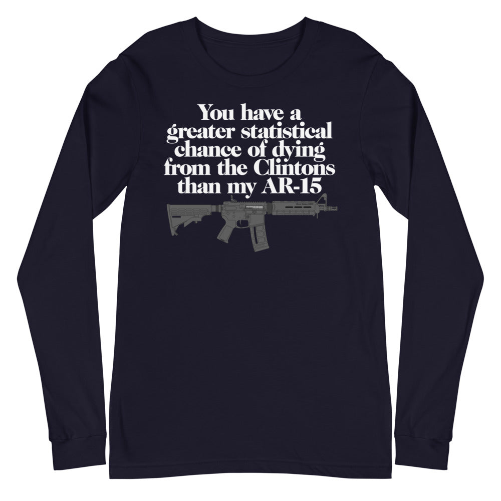 You Have A Greater Statistical Chance of Dying from the Clintons than my AR-15 Unisex Long Sleeve Tee