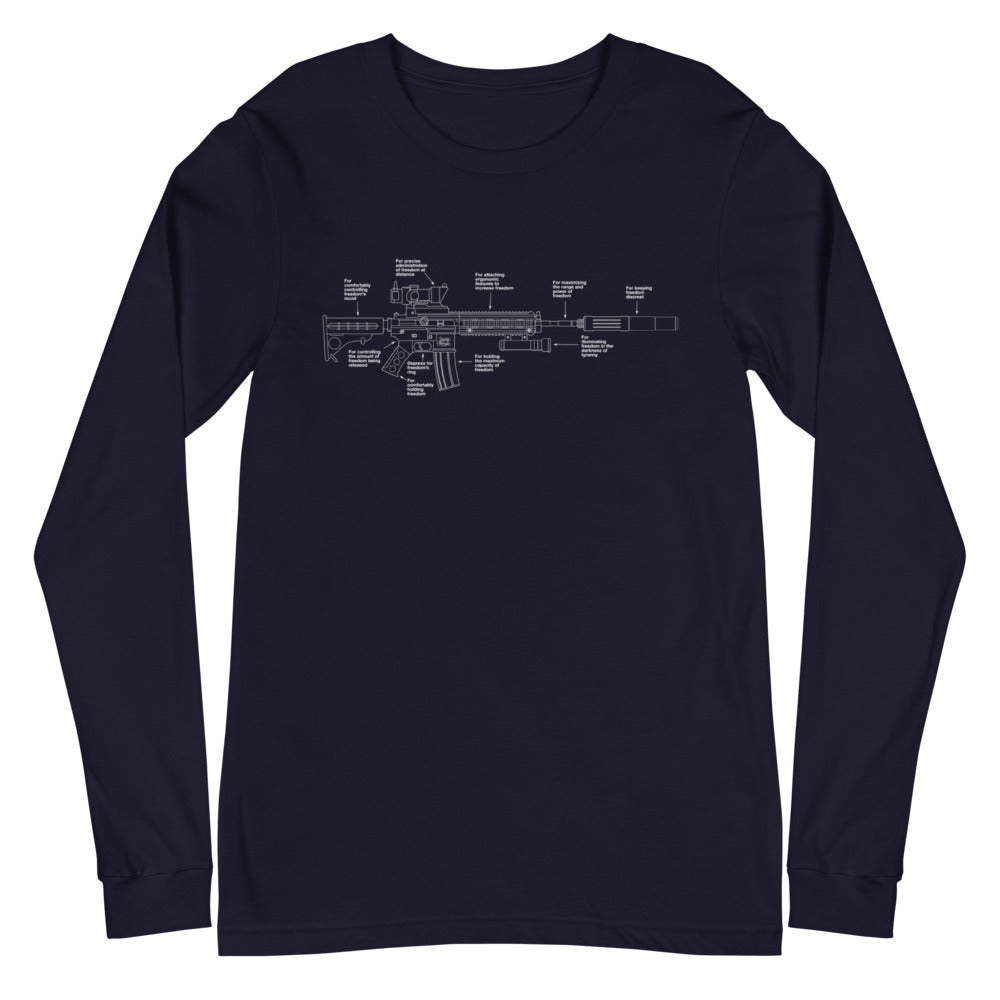 Parts of Freedom Carbine Schematic Long Sleeve T-Shirt