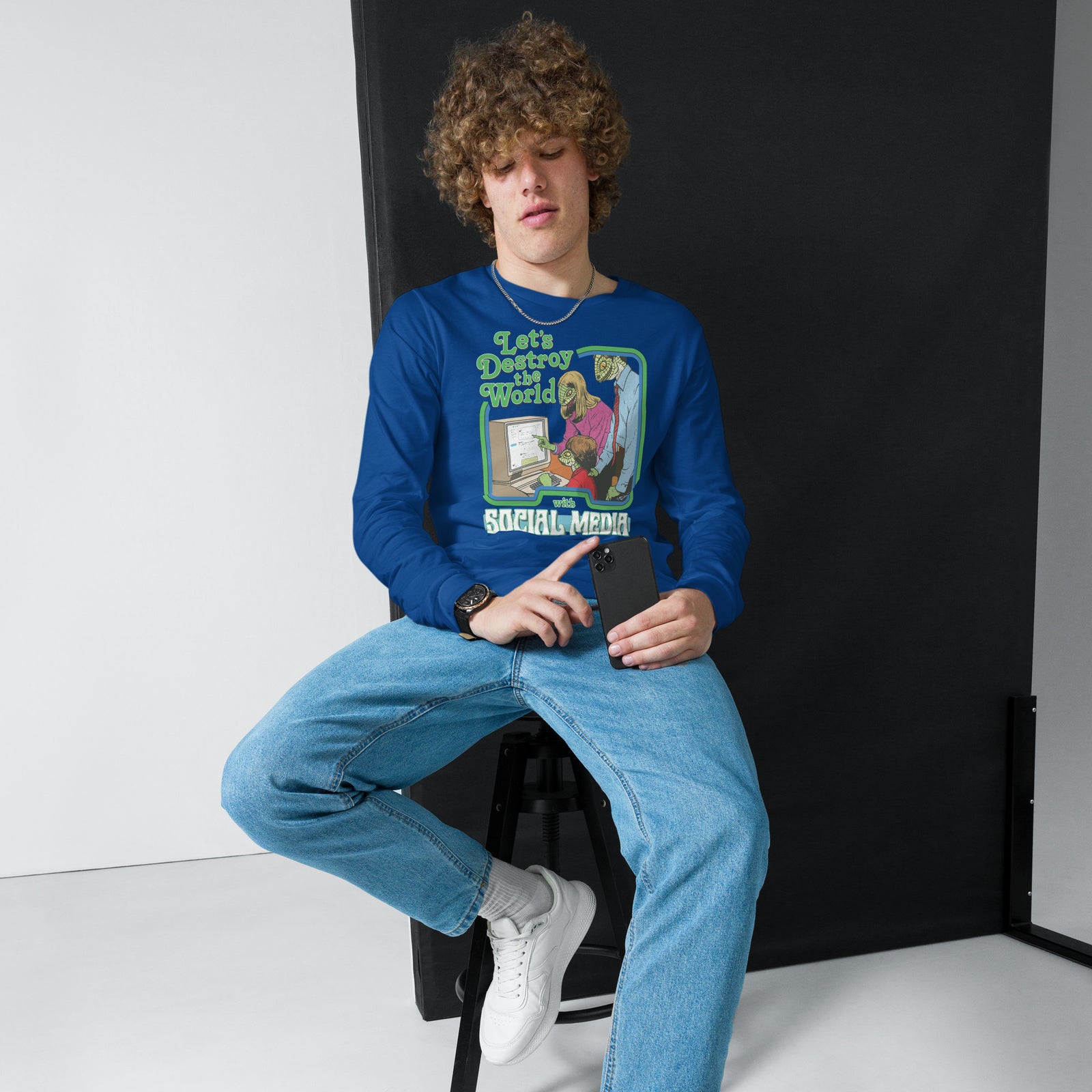 Let's Destroy the World with Social Media Long Sleeve Tee