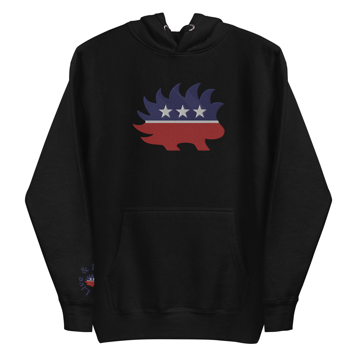 Porcupine Mascot Live &amp; Let Live Embroidered Hoodie Sweatshirts