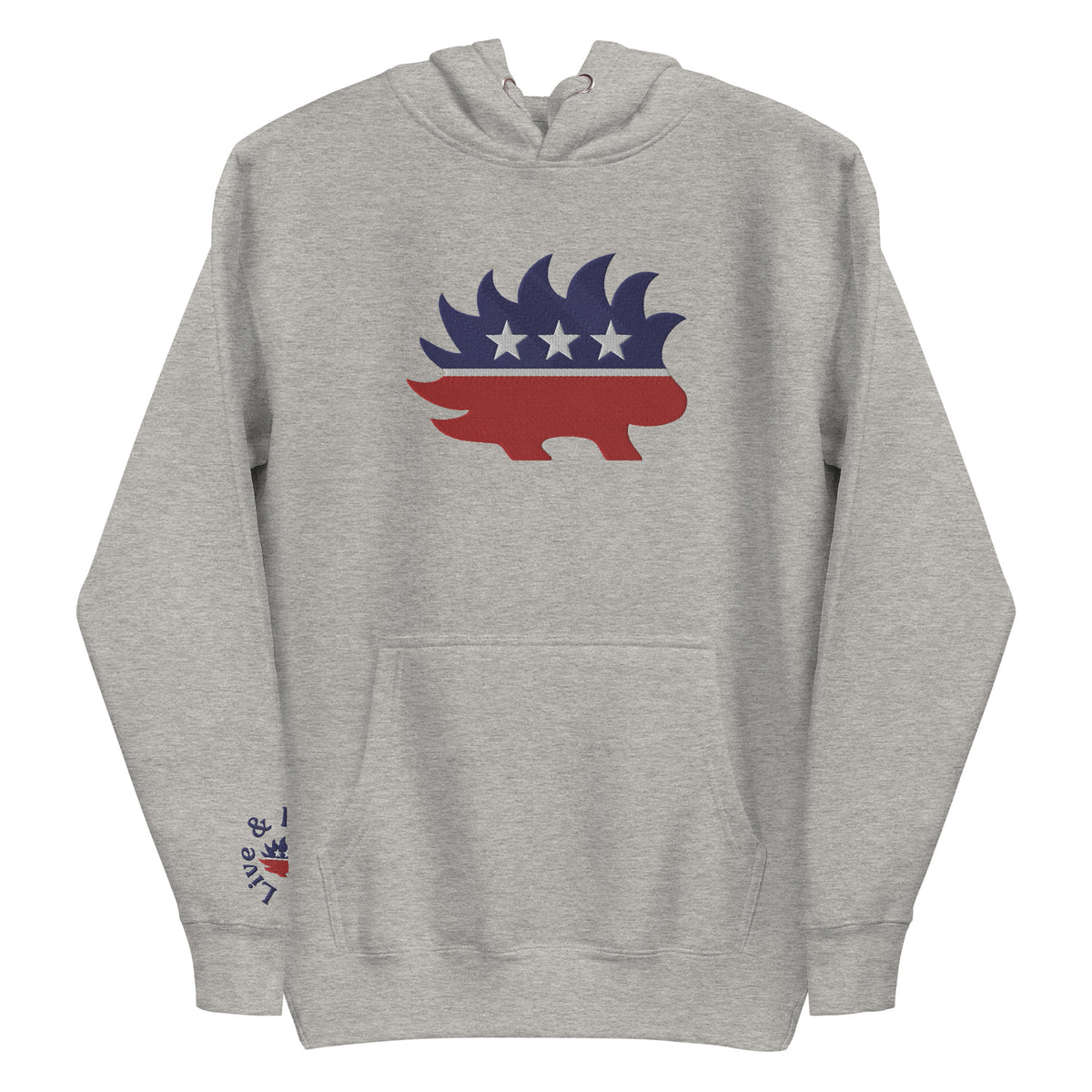 Porcupine Mascot Live &amp; Let Live Embroidered Hoodie Sweatshirts