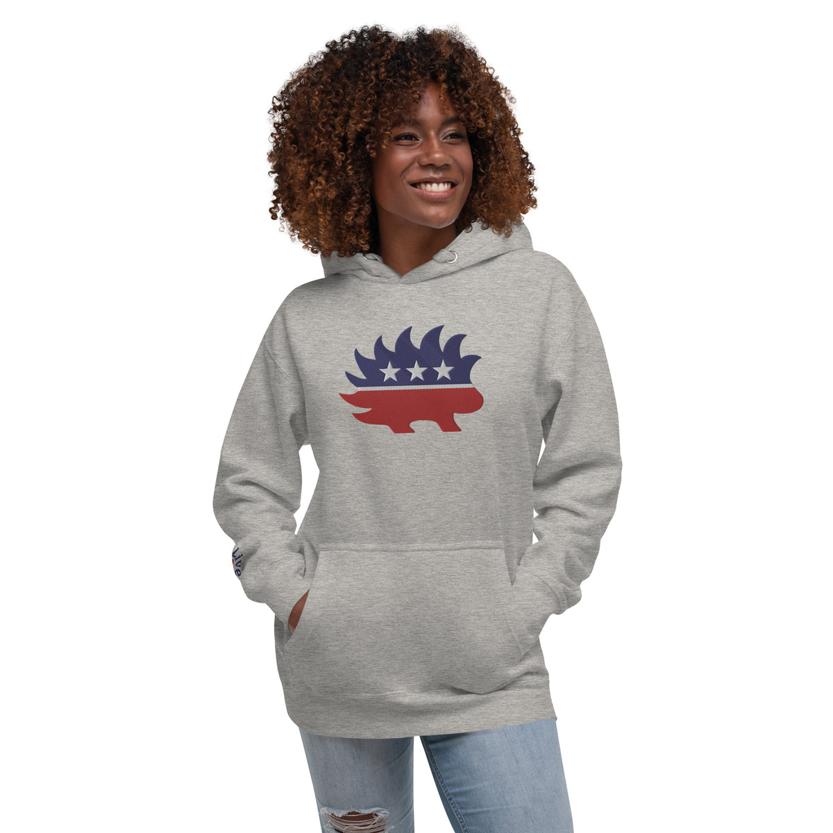 Porcupine Mascot Live &amp; Let Live Embroidered Hoodie Sweatshirts