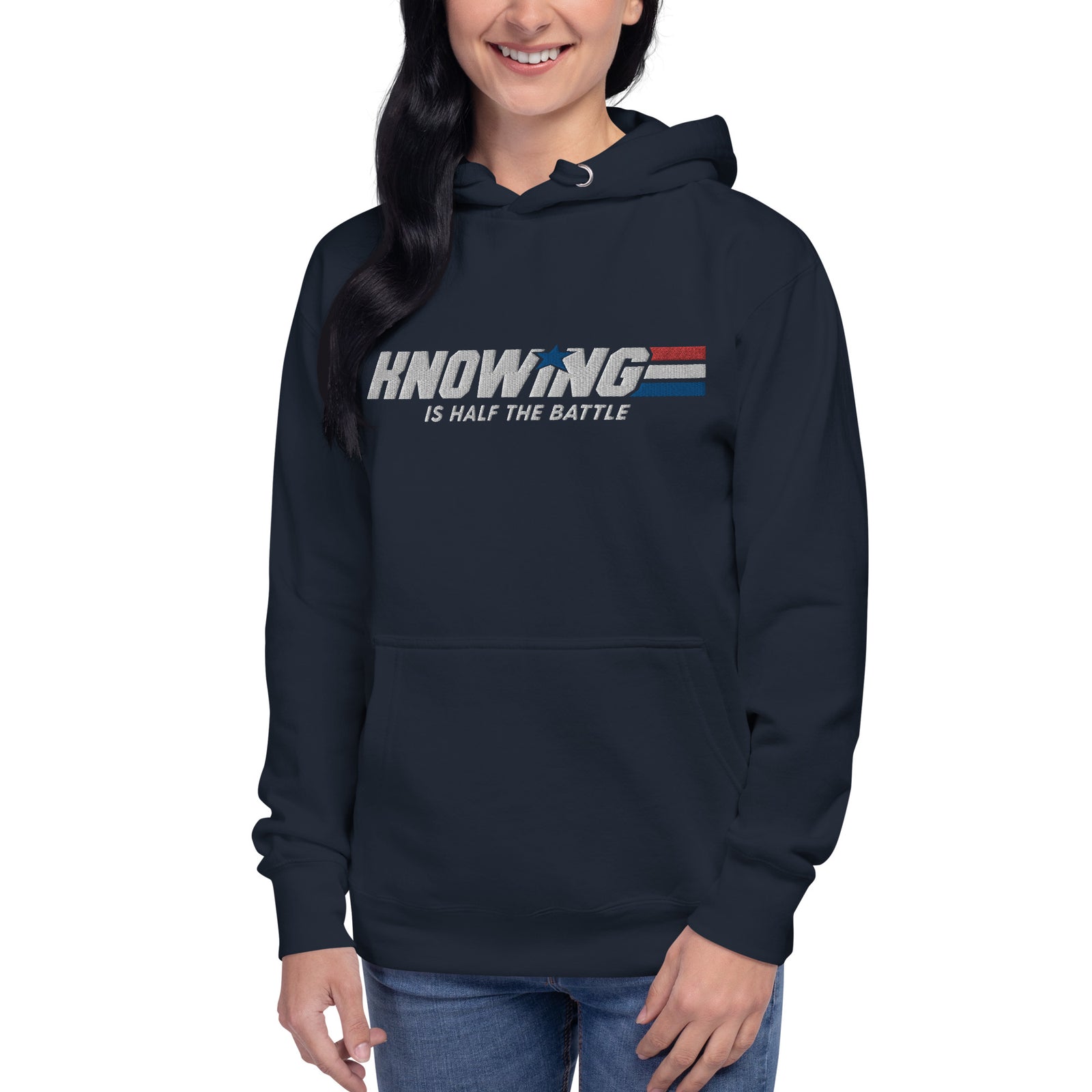 Knowing Is Half the Battle Embroidered Unisex Hoodie