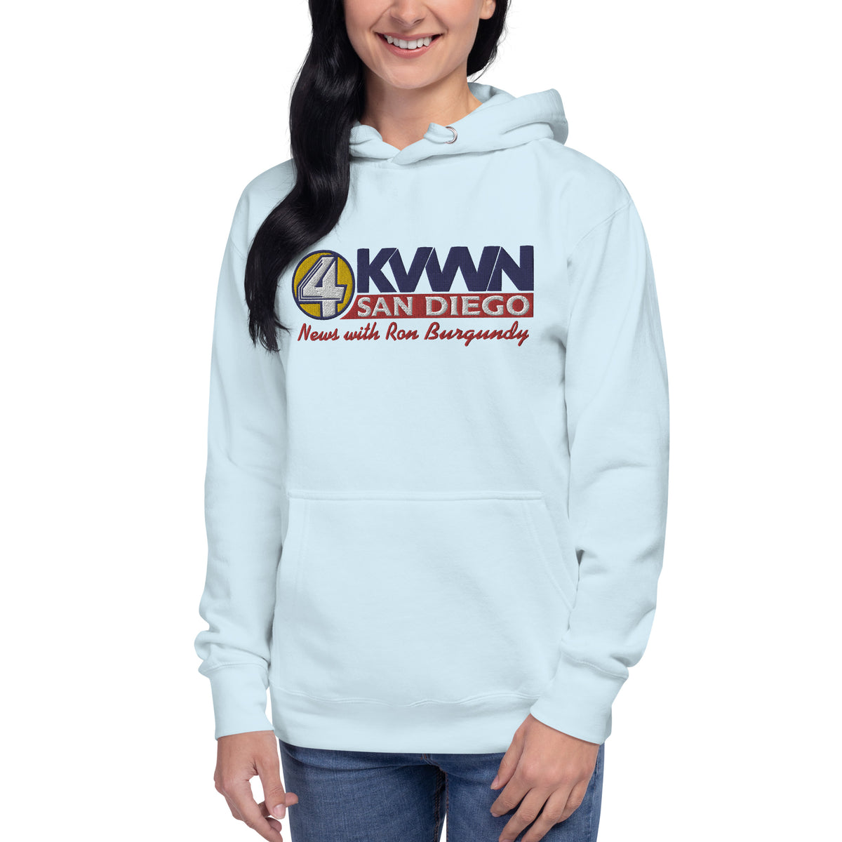 KVWN News with Ron Burgundy Embroidered Hoodie