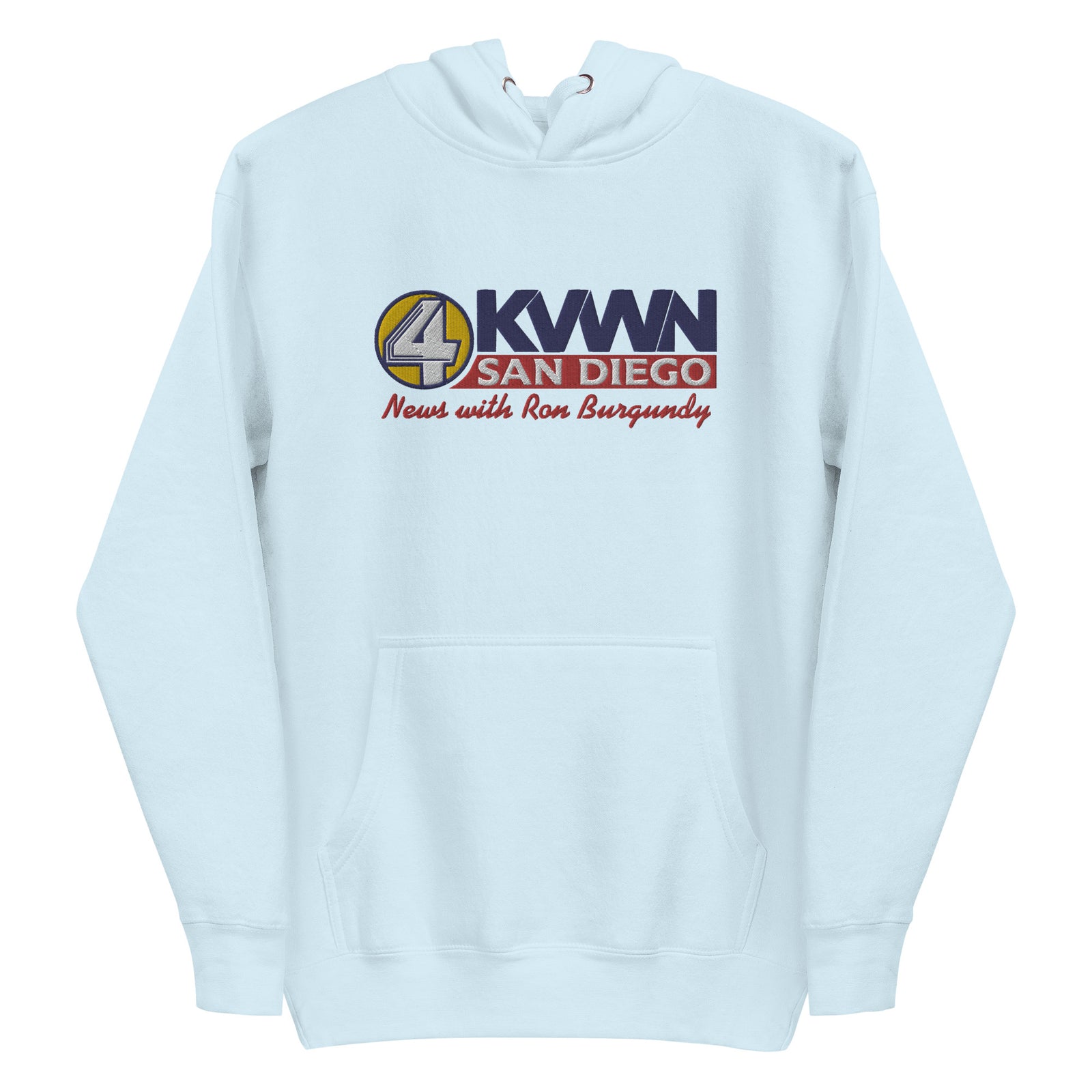 KVWN News with Ron Burgundy Embroidered Hoodie