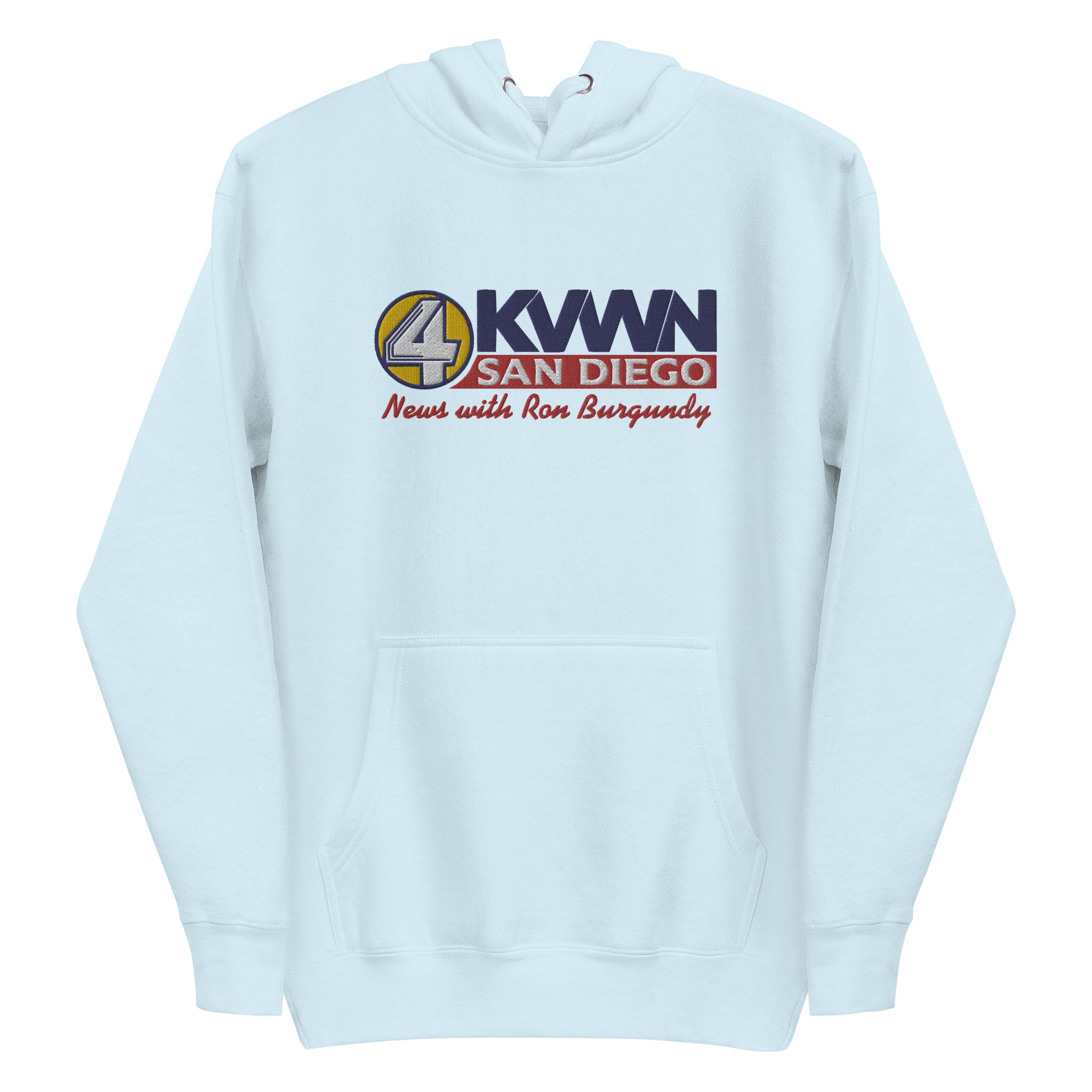 KVWN News with Ron Burgundy Embroidered Hoodie