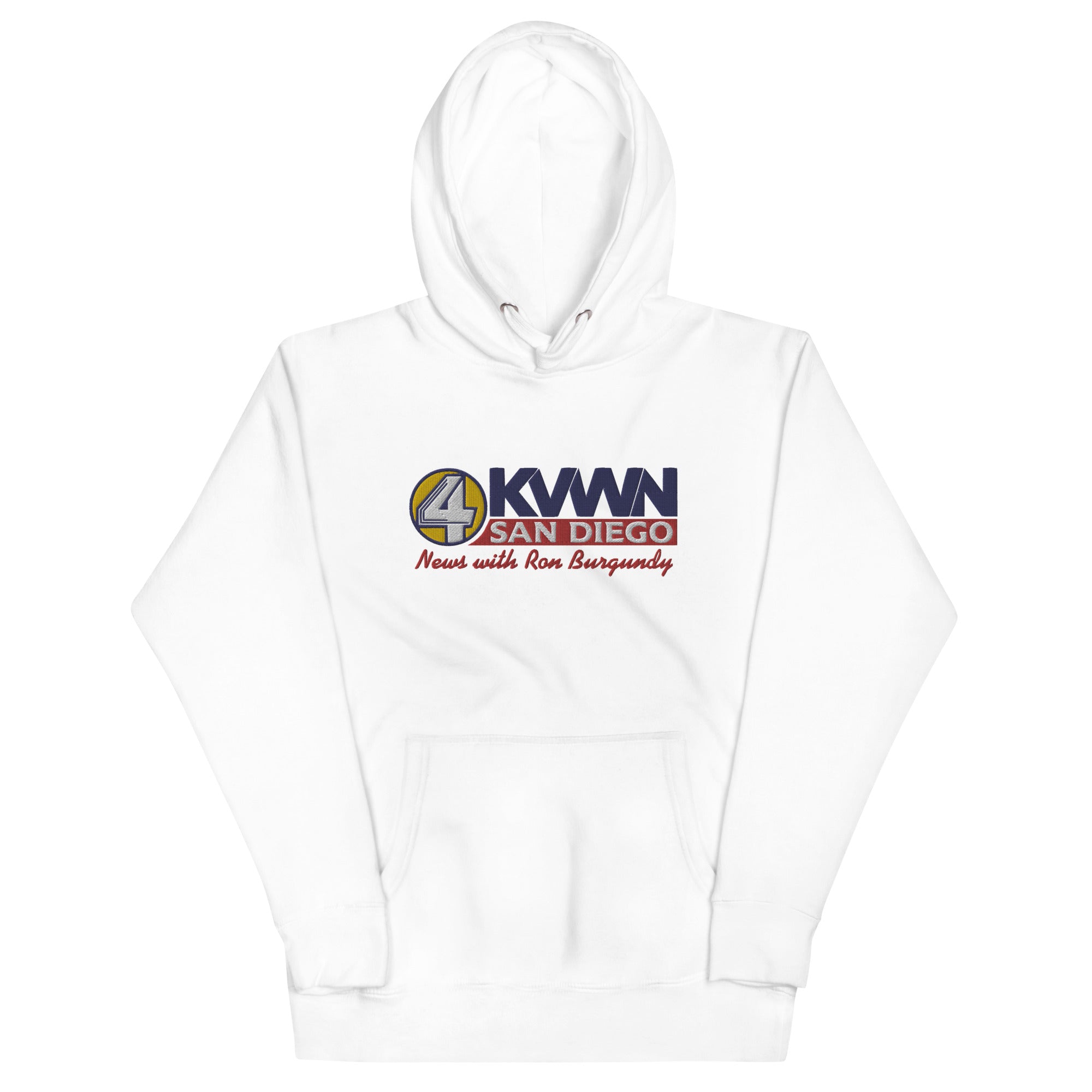KVWN News with Ron Burgundy Embroidered Hoodie