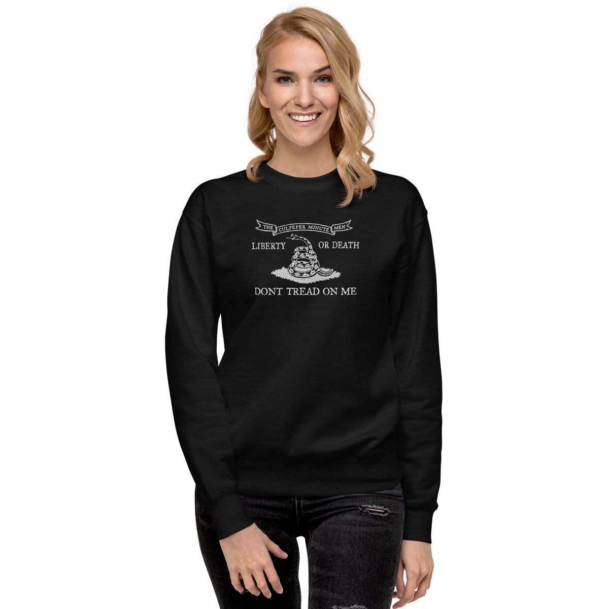 Culpeper Minutemen Don&#39;t Tread On Me Embroidered Crewneck Sweatshirt