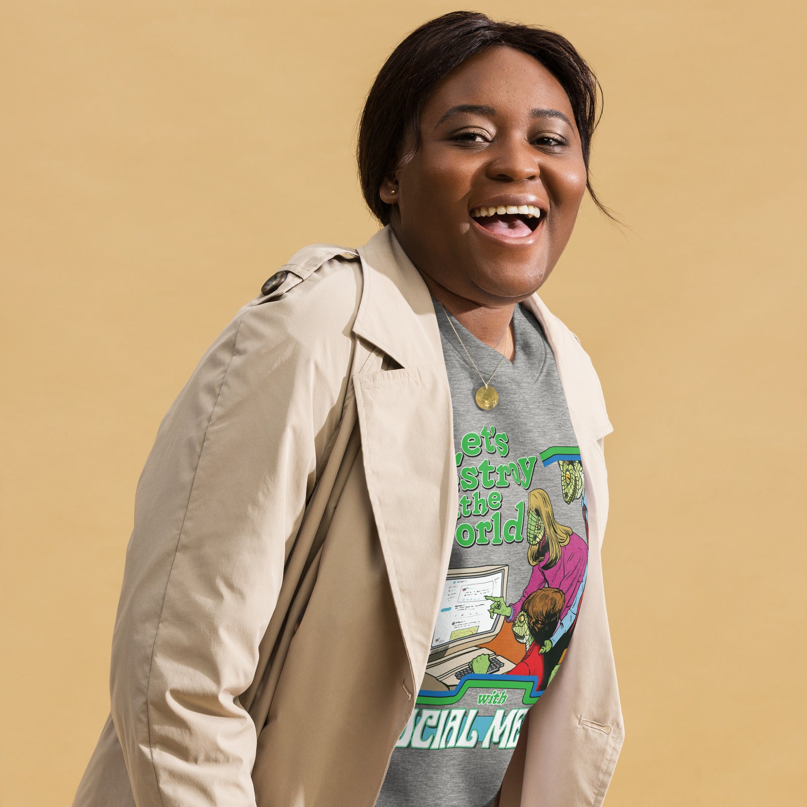 Let's Destroy the World with Social Media Lizard People Crewneck Sweatshirt