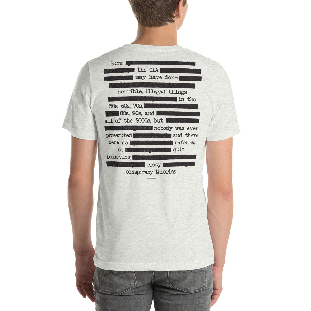 I Need New Conspiracy Theories Redacted CIA Short-Sleeve Unisex Graphic T-Shirt
