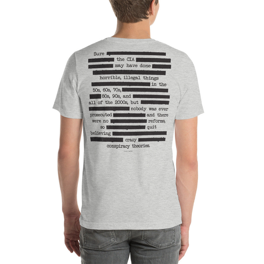 I Need New Conspiracy Theories Redacted CIA Short-Sleeve Unisex Graphic T-Shirt
