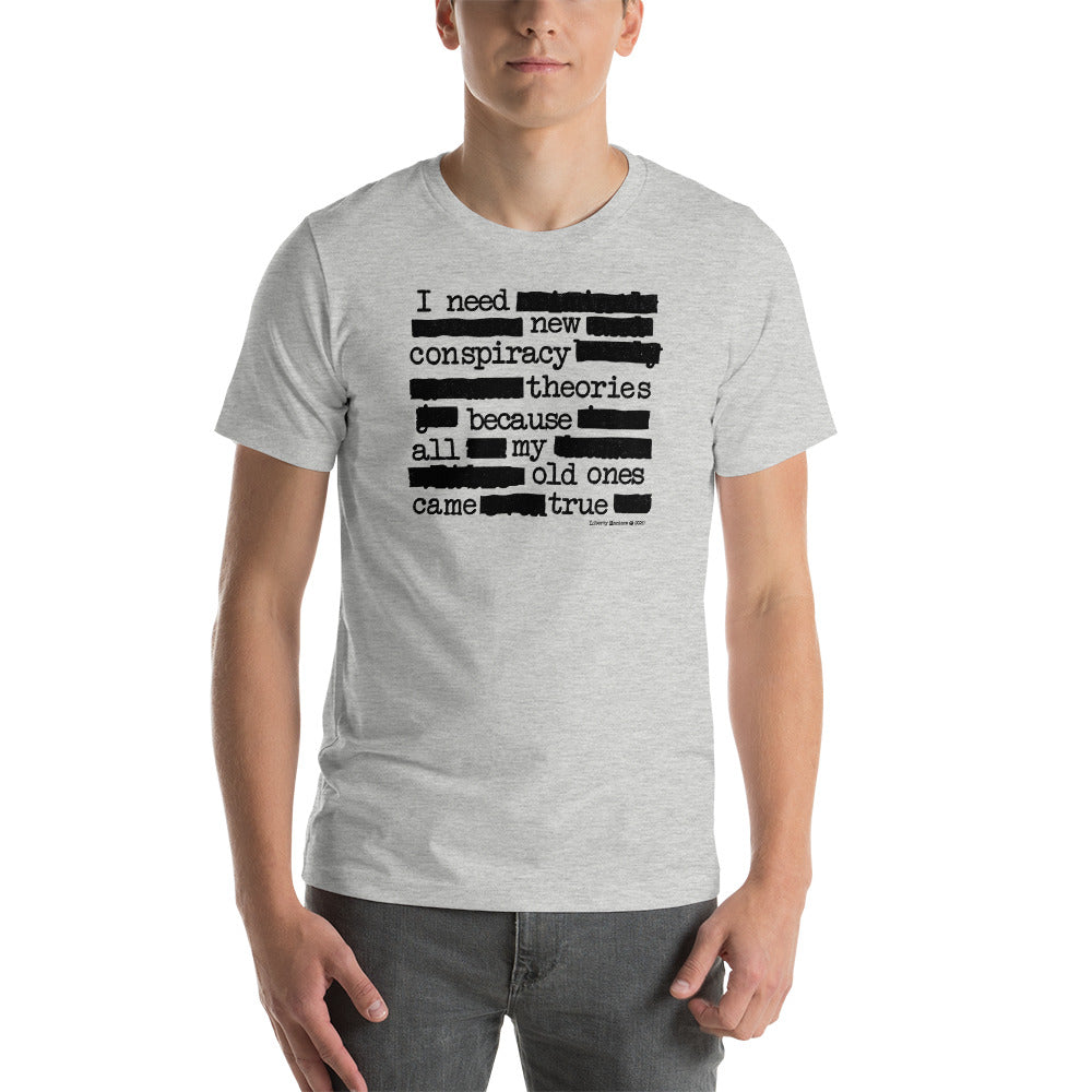 I Need New Conspiracy Theories Redacted CIA Short-Sleeve Unisex Graphic T-Shirt