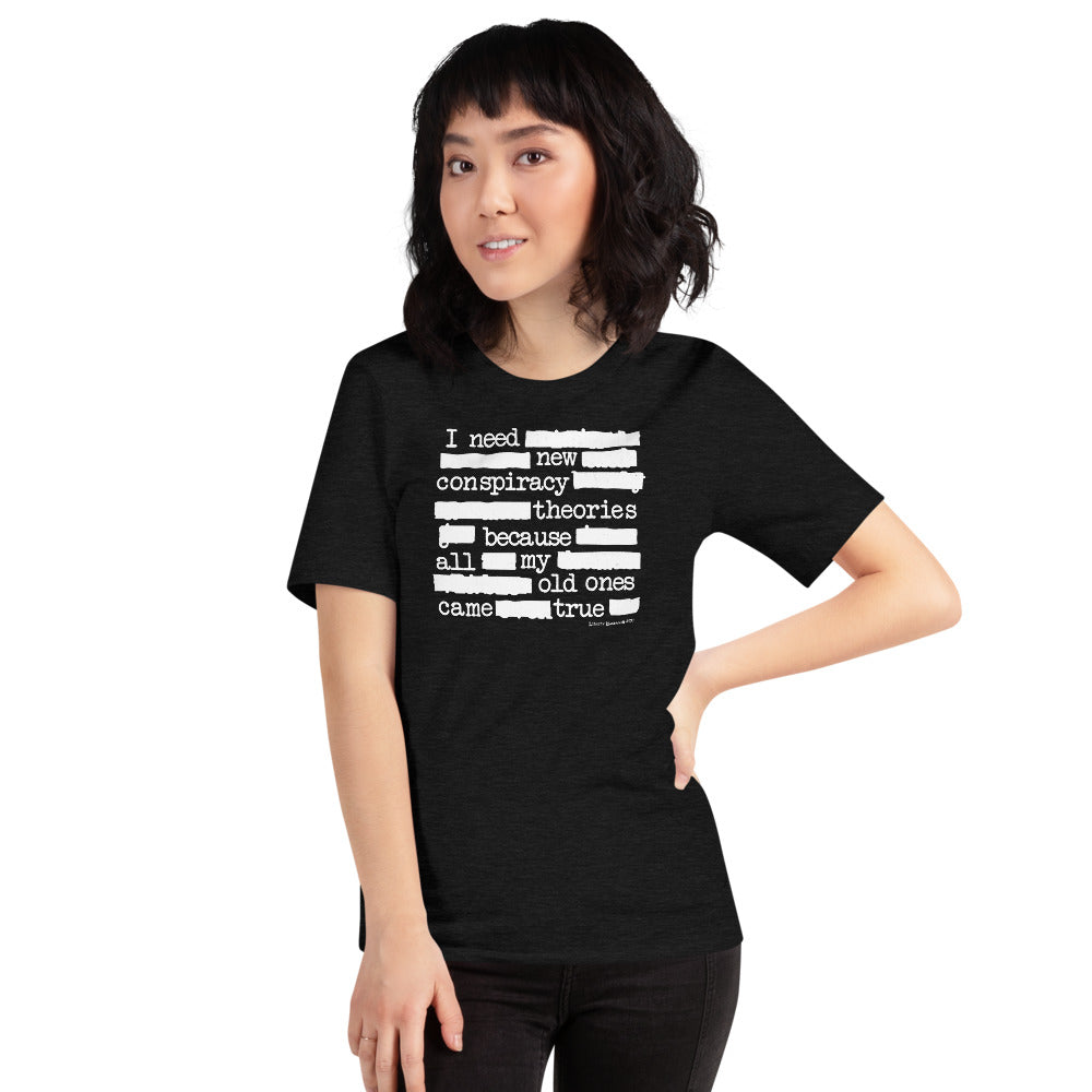 I Need New Conspiracy Theories Redacted CIA Short-Sleeve Unisex Graphic T-Shirt