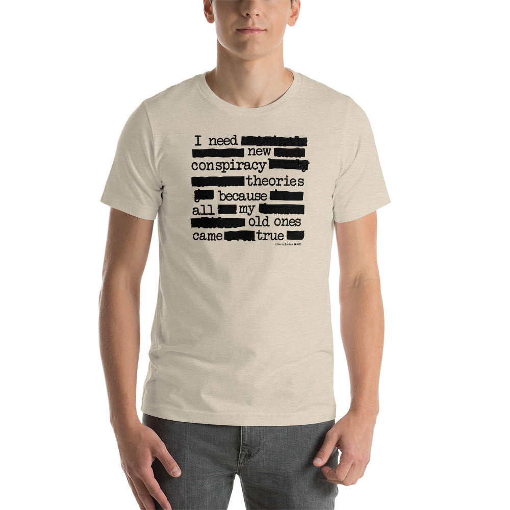 I Need New Conspiracy Theories Redacted CIA Short-Sleeve Unisex Graphic T-Shirt
