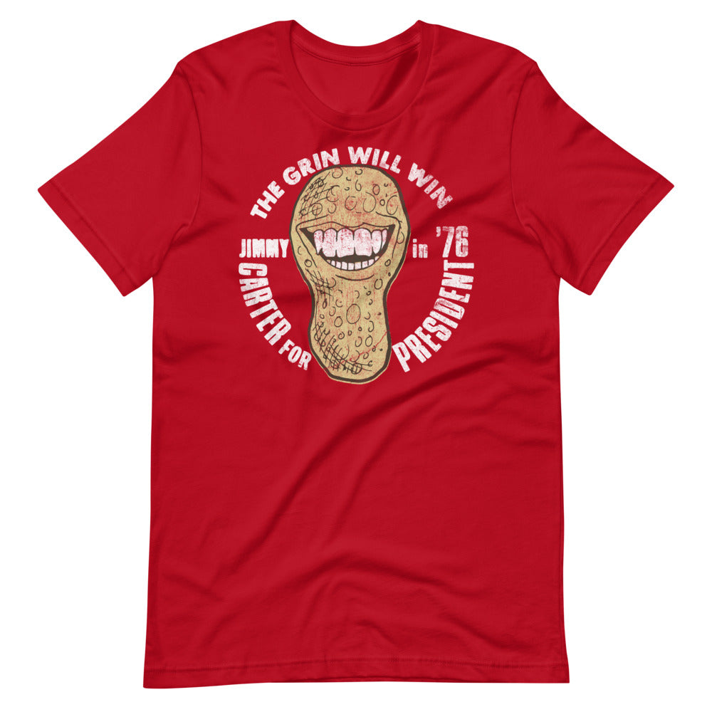 The Grin Will Win 1976 Jimmy Carter Campaign T-Shirt