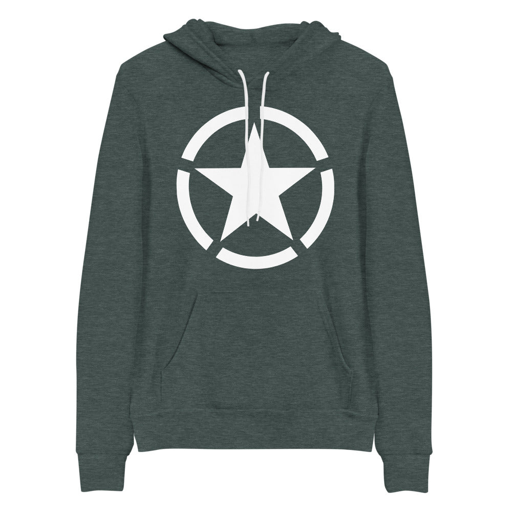 WW2 Circled Star Pullover Sponge Fleece Hoodie Sweatshirt