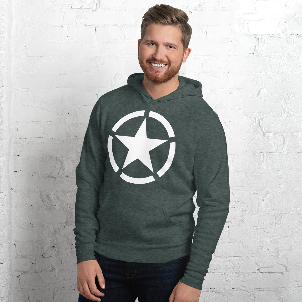 WW2 Circled Star Pullover Sponge Fleece Hoodie Sweatshirt