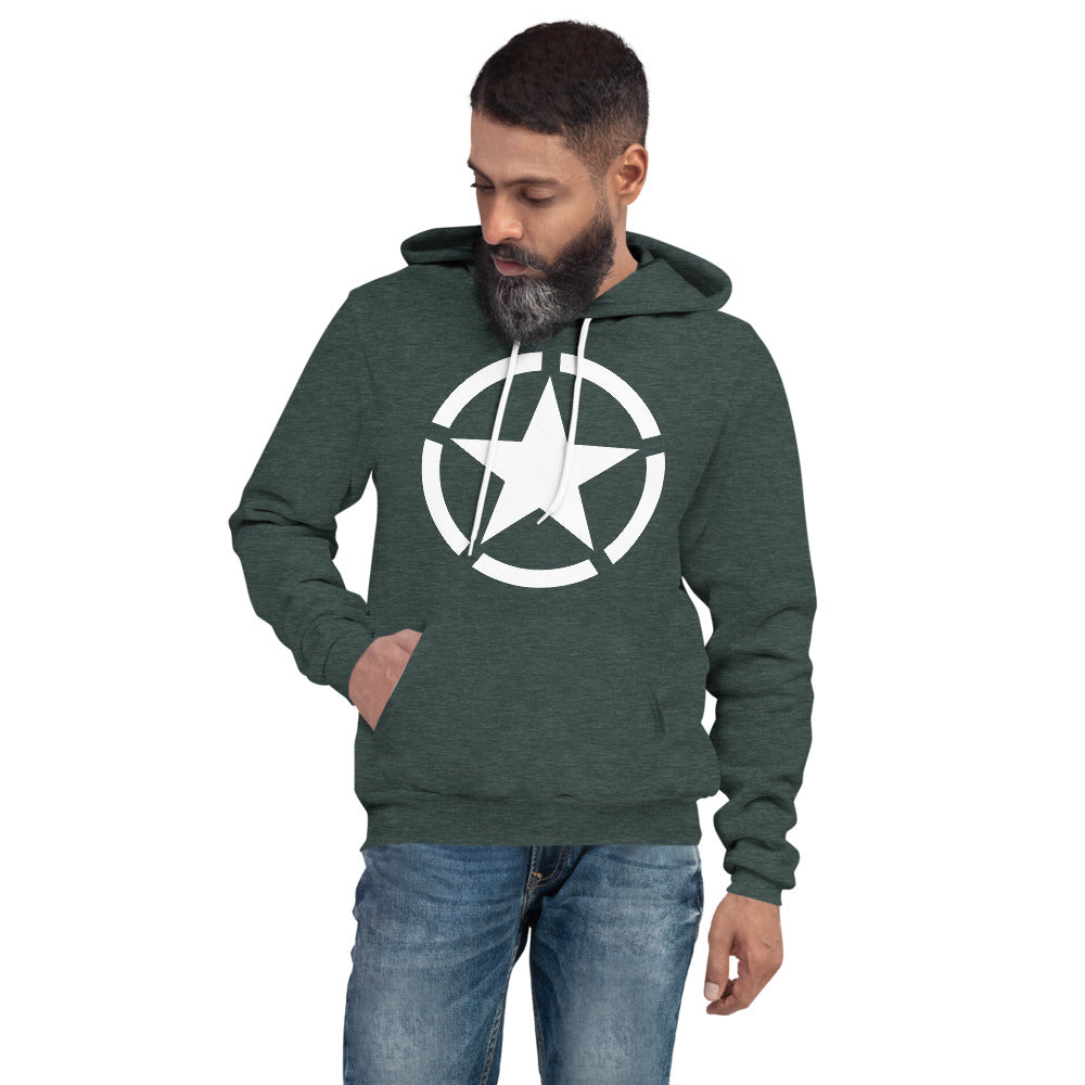 WW2 Circled Star Pullover Sponge Fleece Hoodie Sweatshirt