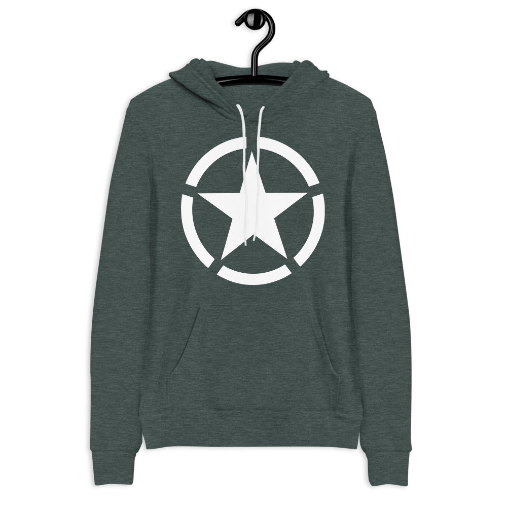 WW2 Circled Star Pullover Sponge Fleece Hoodie Sweatshirt
