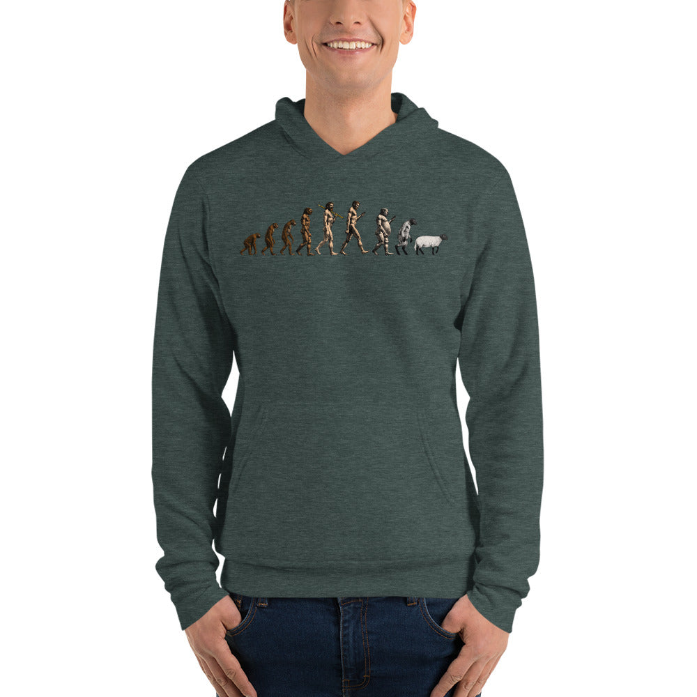 March of Devolution Sheeple Unisex Airlume Fleece Hoodie