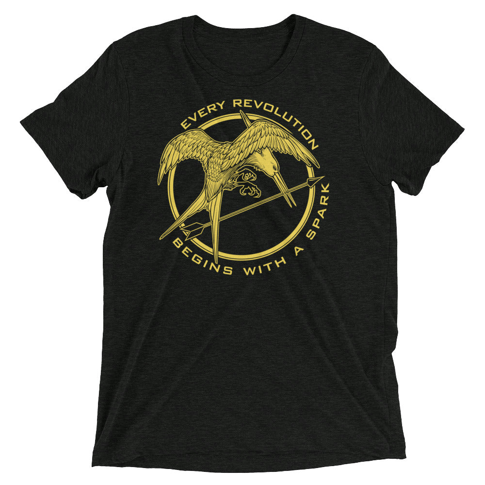 Mockingjay Revolution Begins With A Spark Tri-Blend T-Shirt