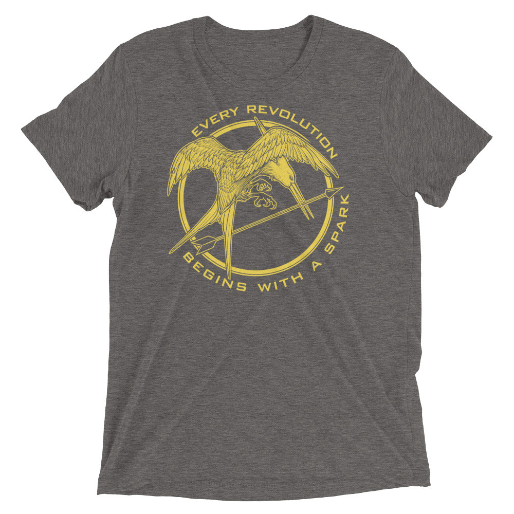 Mockingjay Revolution Begins With A Spark Tri-Blend T-Shirt
