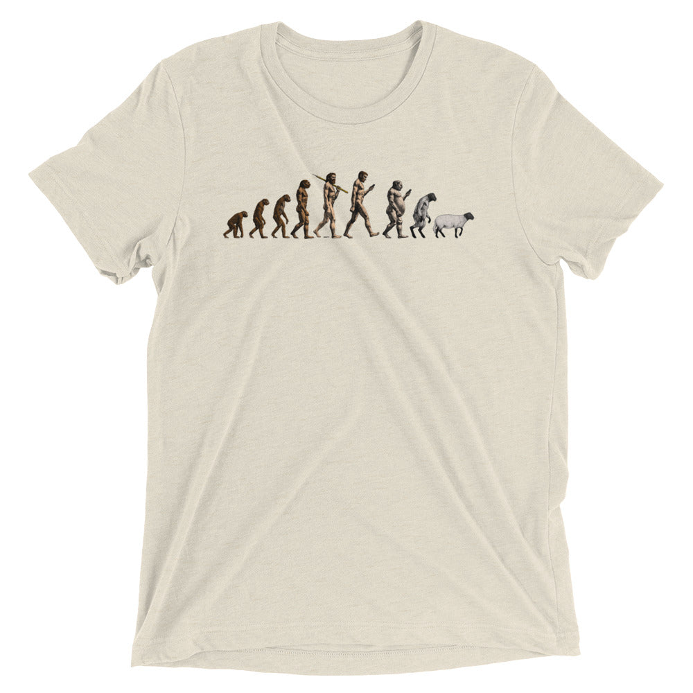 March of Devolution Sheeple Tri-Blend Track Shirt