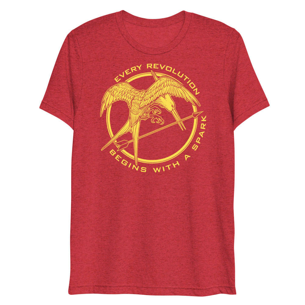 Mockingjay Revolution Begins With A Spark Tri-Blend T-Shirt