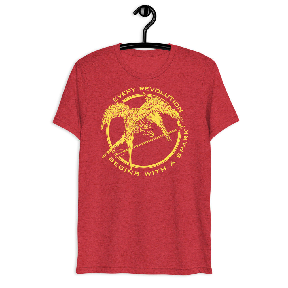 Mockingjay Revolution Begins With A Spark Tri-Blend T-Shirt