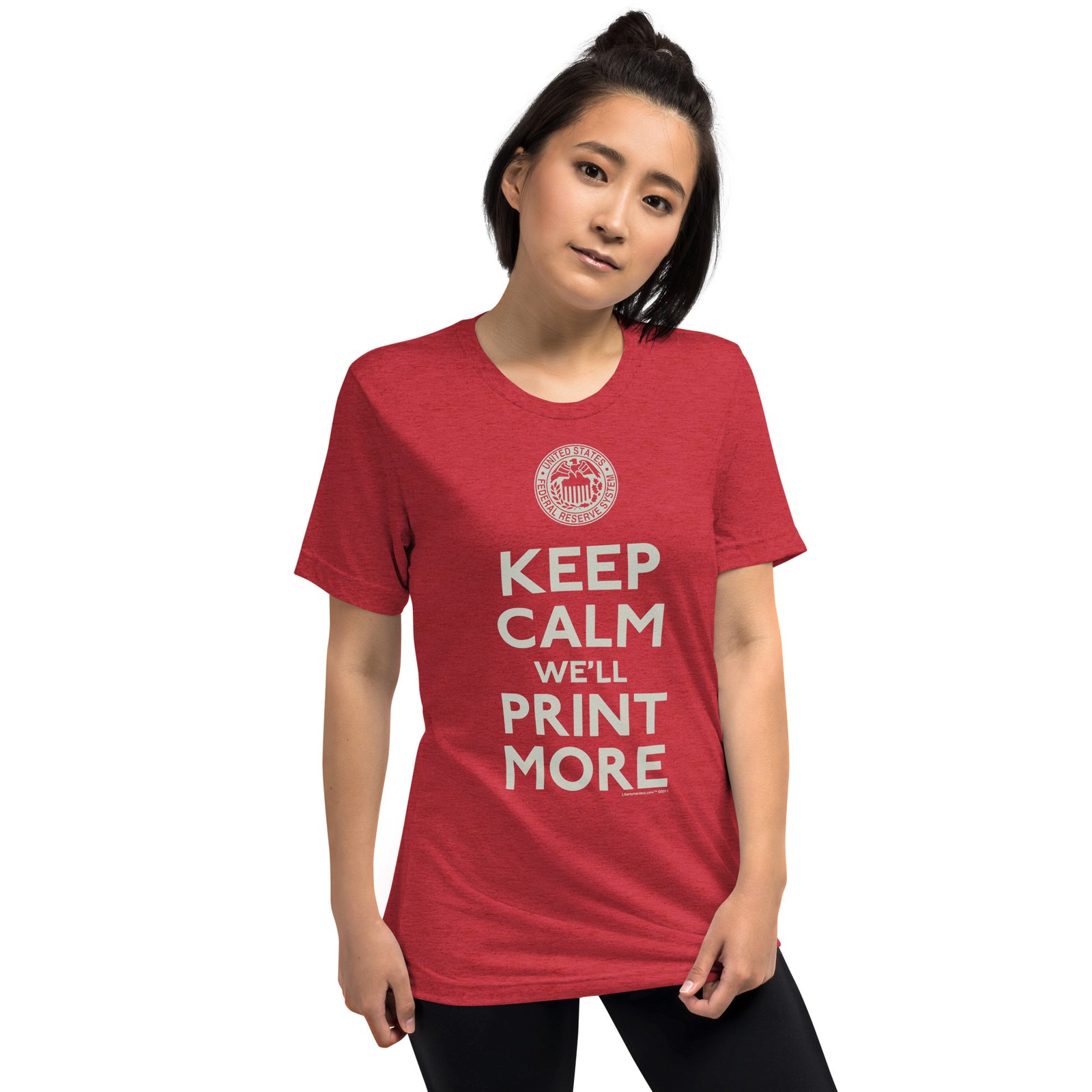 Keep Calm We'll Print More Federal Reserve Tri-Blend T-Shirt Charcoal-Black Triblend / 3XL