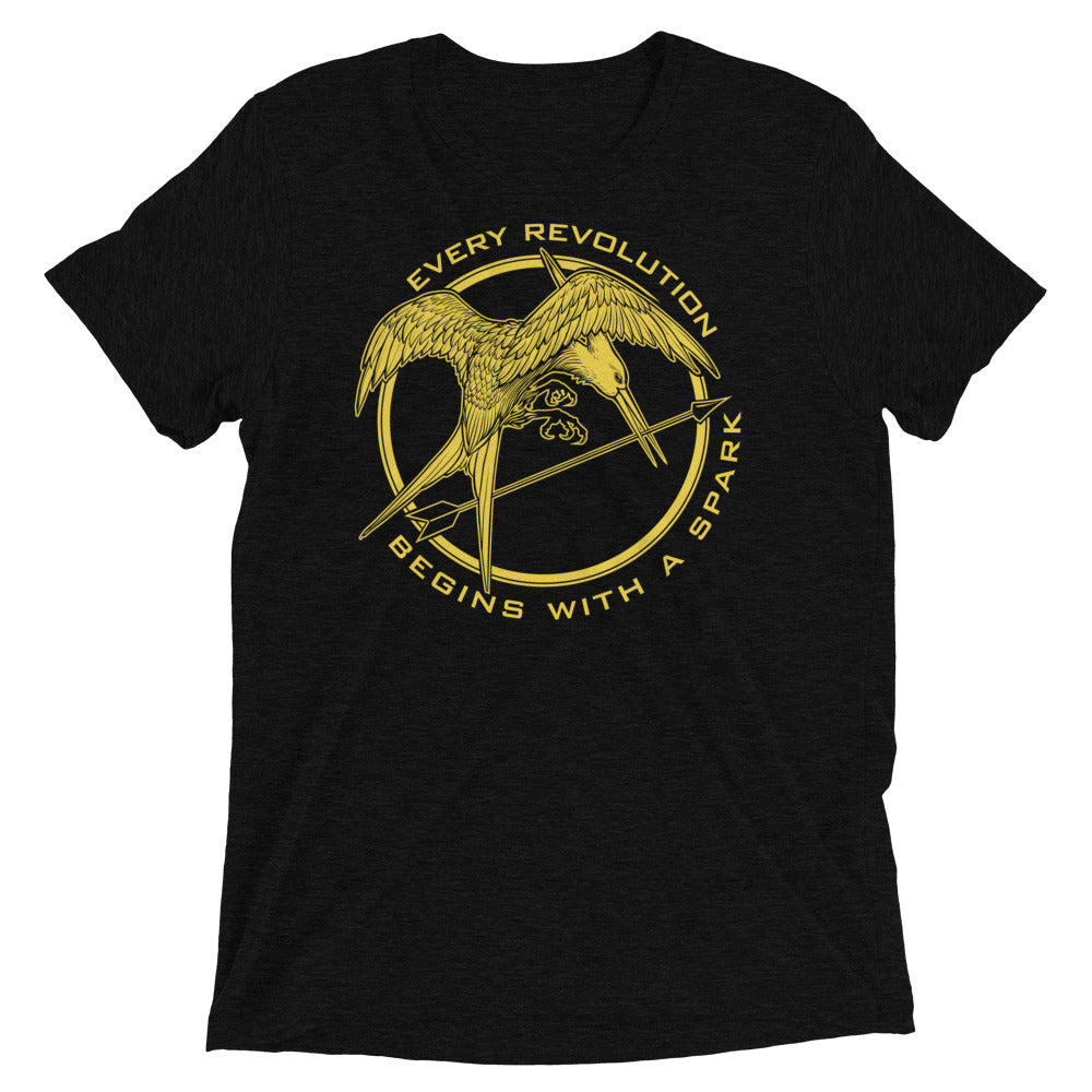 Mockingjay Revolution Begins With A Spark Tri-Blend T-Shirt