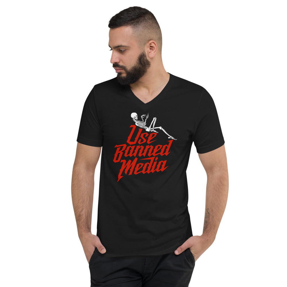 Use Banned Media Unisex Short Sleeve V-Neck T-Shirt