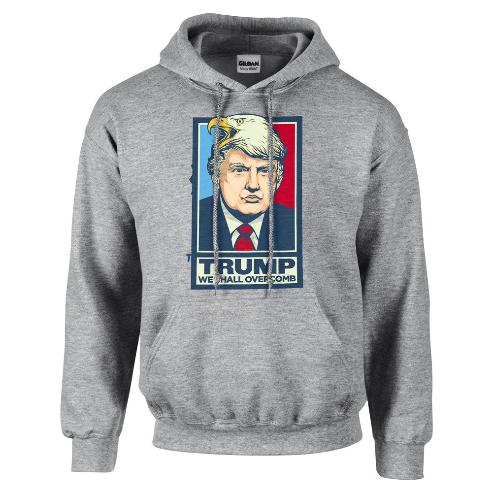 Donald Trump We Shall Overcomb Hoodie Sweatshirt by Liberty Maniacs in Athletic Grey