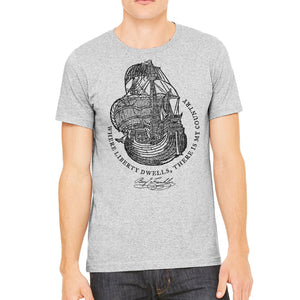Ben Franklin Where Liberty Dwells Quotation Graphic T-Shirt