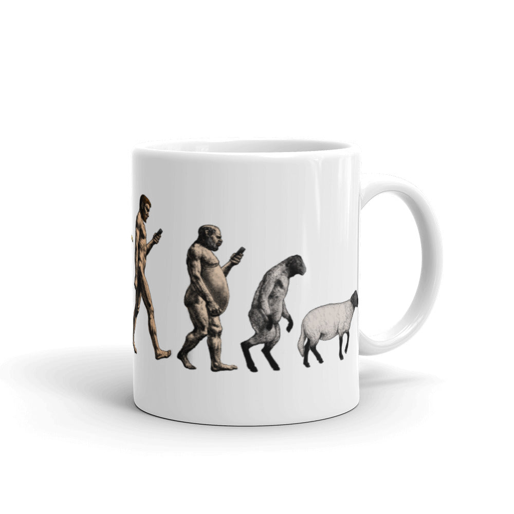 March of Modern Devolution Sheeple Mug