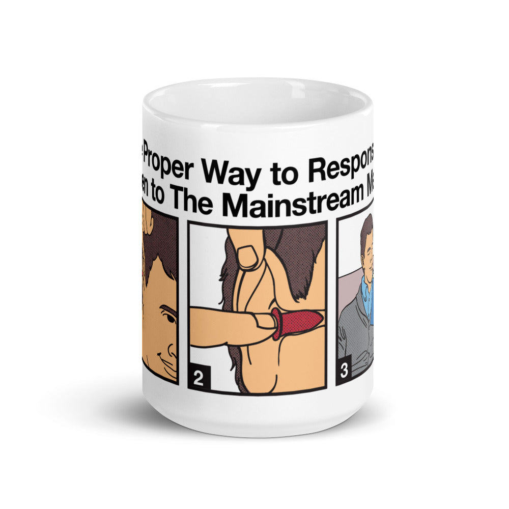 Proper Way to Listen To Mainstream Media Mug