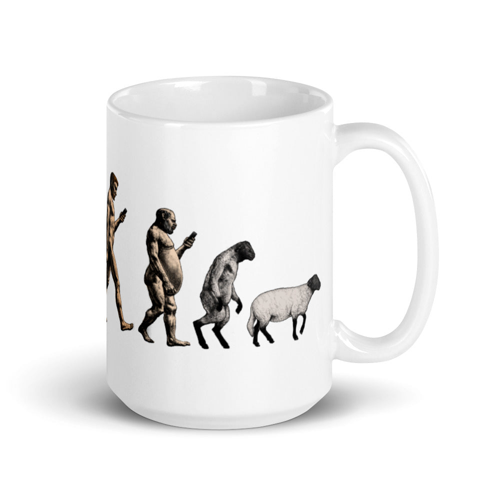 March of Modern Devolution Sheeple Mug