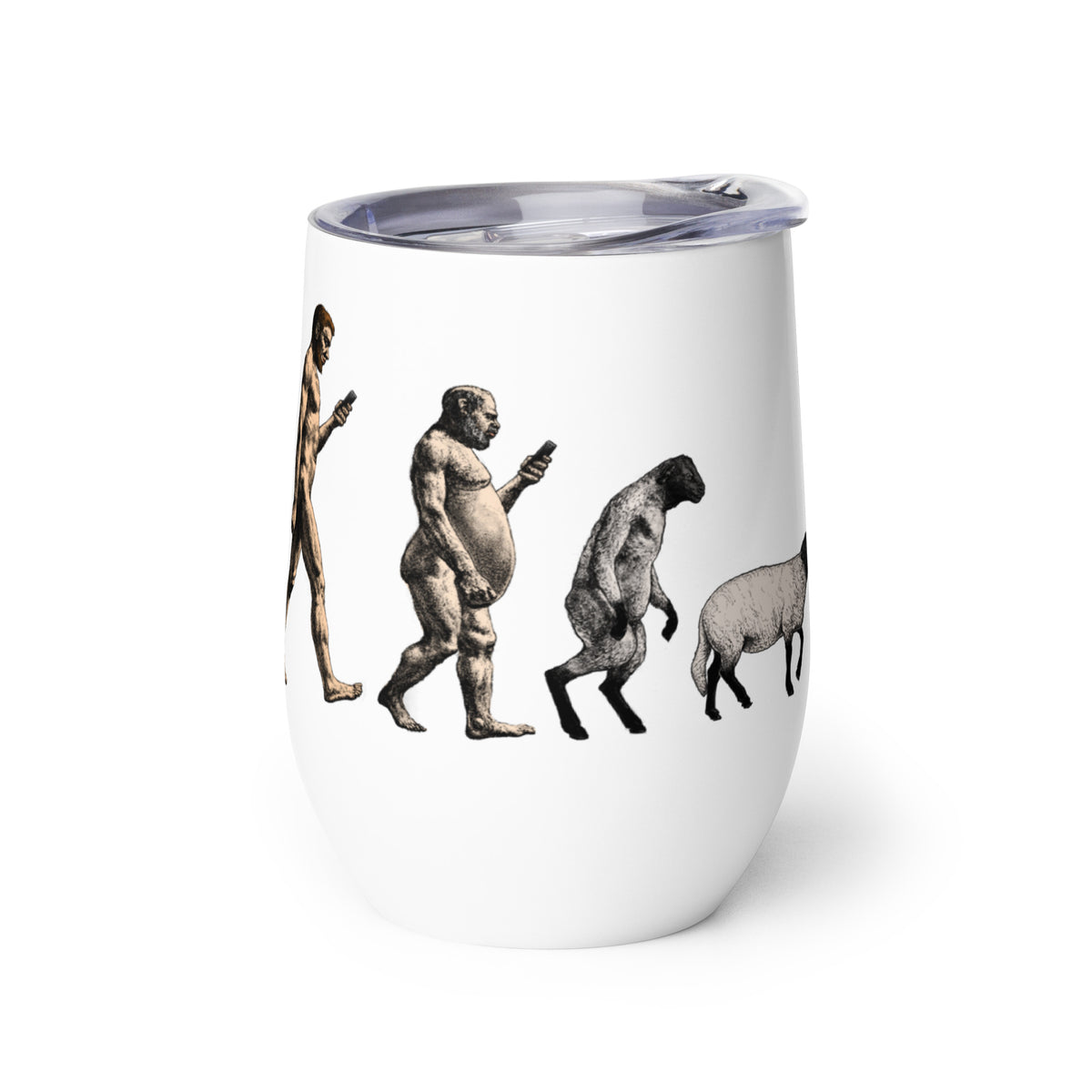 March of Devolution Sheeple Wine Tumbler