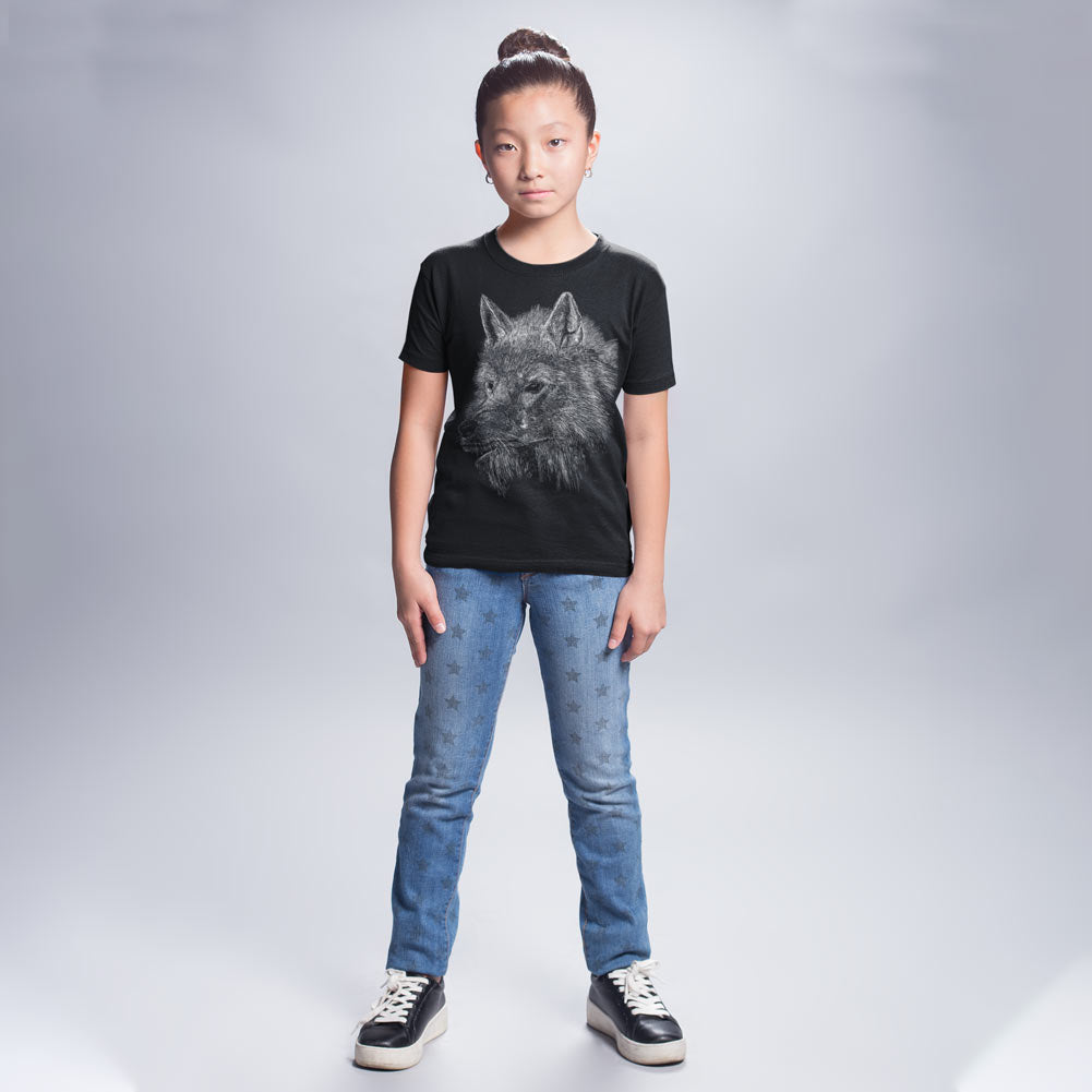Wolf Etching Youth Short Sleeve T-Shirt